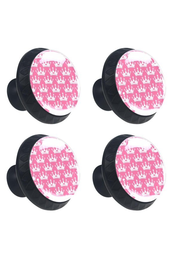 4 Pcs Princess Royalty Crown Knobs for Kitchen Cabinet Cupboard Dresser Bookcase Drawer Pulls Handles Round Home Decor