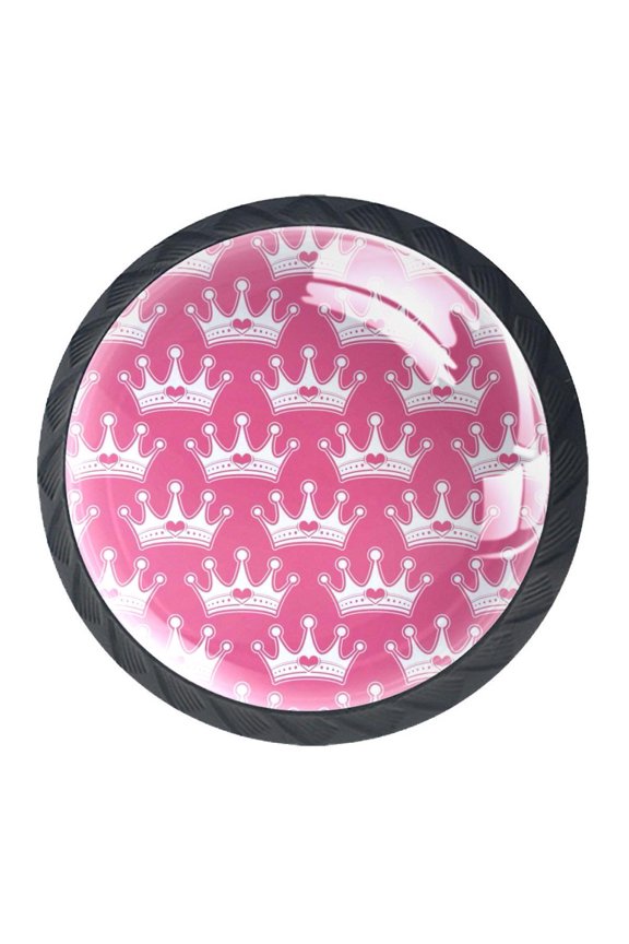 4 Pcs Princess Royalty Crown Knobs for Kitchen Cabinet Cupboard Dresser Bookcase Drawer Pulls Handles Round Home Decor