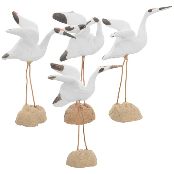 4 Pcs Pump Tank Ceramic White Crane Figurine Versatile Ornament