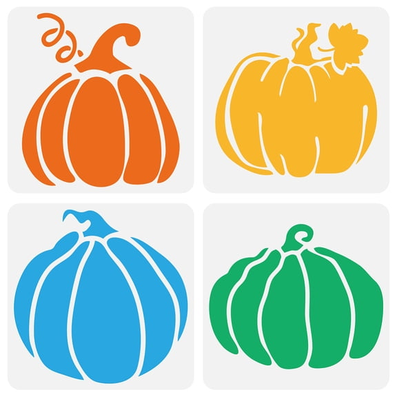4 Pcs Pumpkin Stencil 11.8x11.8inch Reusable 4 Styles Pumpkin Pattern Stencil Pumpkin Drawing Template Fall Theme DIY Decoration StencilDIY