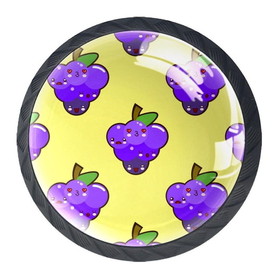 4 Pcs Purple Kissing Grapes Knobs for Kitchen Cabinet Cupboard Dresser Bookcase Drawer Pulls Handles Round Home Decor