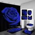 thumbnail image 1 of 4 Pcs Purple Rose Shower Curtain Sets Non-Slip Rugs Bath Mat Toilet Cover U Shaped Mat Flower Shower Curtain with 12 Hooks Valentine's Day Bathroom Set, 1 of 7