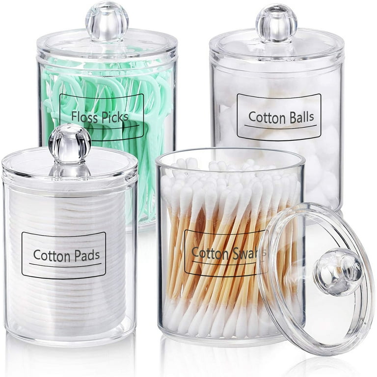 8 Pack Qtip Dispenser Apothecary Jars Bathroom Set with Labels - Clear  Plastic Qtip Holder Storage Set for Cotton Ball,Cotton Swab,Cotton  Rounds,Floss Picks, Hair Clips，Hair Ties(Clear,15oz & 12oz) - Yahoo Shopping