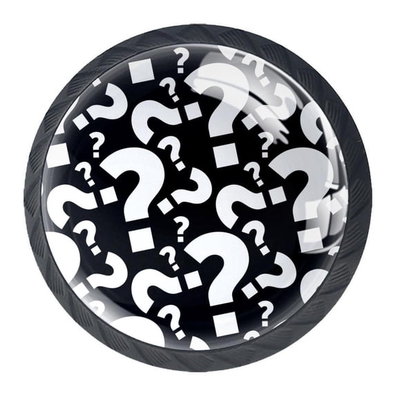 4 Pcs Question Mark Black Knobs for Kitchen Cabinet Cupboard Dresser Bookcase Drawer Pulls Handles Round Home Decor
