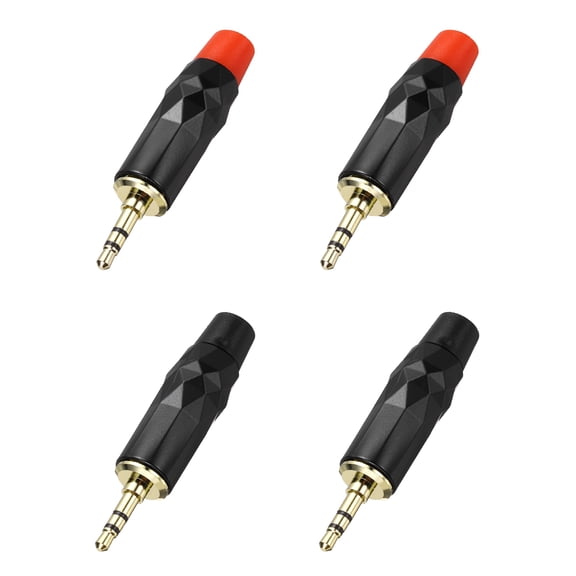 4 Pcs RCA Plug Adapter Male Welding Red Black Head 8mm Audio and Video Connector Copper Gold Plating