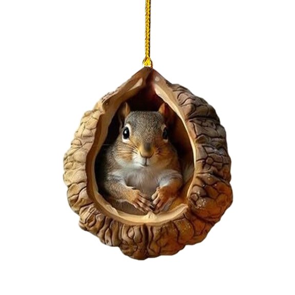 4 Pcs Rabbit Christmas Ornament Christmas Tree Animal Pattern 2D Acrylic Ornament Squirrels Raccoons Pendant Animal Decoration Christmas Decor Keepsake