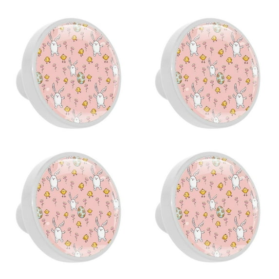 4 Pcs Rabbits and Chickens Knobs for Kitchen Cabinet Cupboard Dresser Bookcase Drawer Pulls Handles Round Home Decor
