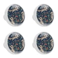 thumbnail image 1 of 4 Pcs Raccoon Floral Pattern Knobs for Kitchen Cabinet Cupboard Dresser Bookcase Drawer Pulls Handles Round Home Decor, 1 of 5