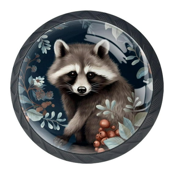 4 Pcs Raccoon Knobs for Kitchen Cabinet Cupboard Dresser Bookcase Drawer Pulls Handles Round Home Decor