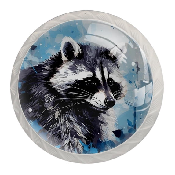4 Pcs Raccoon Knobs for Kitchen Cabinet Cupboard Dresser Bookcase Drawer Pulls Handles Round Home Decor