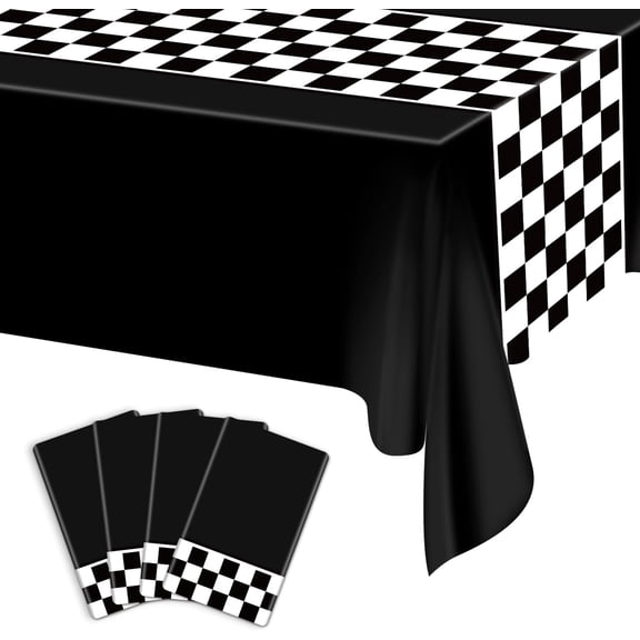 4 Pcs Racing Car Tablecloths, Race Car Party Decoration Racetrack Table Runner Plastic Disposable Tablecover for Kid Boy Birthday Race Car Theme Party Two Fast Birthday
