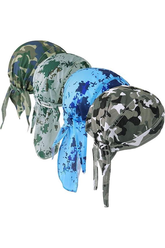 4 Pcs Do Rags Skull Caps for Men Fashion Sweat Wicking Helmet Liner Beanie Breathable Motorcycle Cycling Sports Cap Welding Cap Pirate Hat Valentine's Day Gift