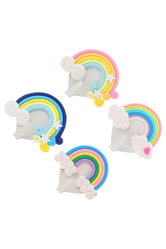 4 Pcs Rainbow Design Hanger Multi-function Hook Backpack Keychains for Girls Wall Mounted Coat Hooks Decorative Sundries Heart Polymer Clay Iron Office