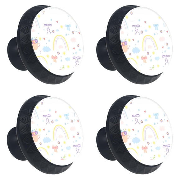 4 Pcs Rainbow Knobs for Kitchen Cabinet Cupboard Dresser Bookcase Drawer Pulls Handles Round Home Decor