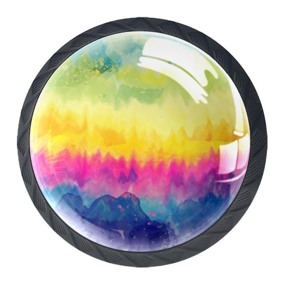 4 Pcs Rainbow Tie Dye Style Knobs for Kitchen Cabinet Cupboard Dresser Bookcase Drawer Pulls Handles Round Home Decor