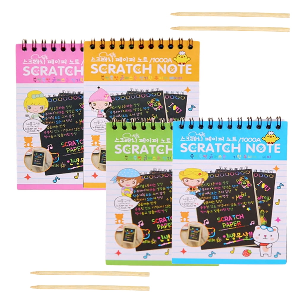 4 Pcs Rainbows Scratch Notes Scratch Arts Scratch Paper Black Scratch ...