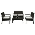 thumbnail image 1 of 4 Pcs Rattan Outdoor Bistro Set, Contemporary Wicker Chairs Conversation Set, Outdoor Patio Furniture Sets with Coffee Table and 4 Seats for Backyard Porch Poolside, Weather and UV Resistant, GE006, 1 of 9