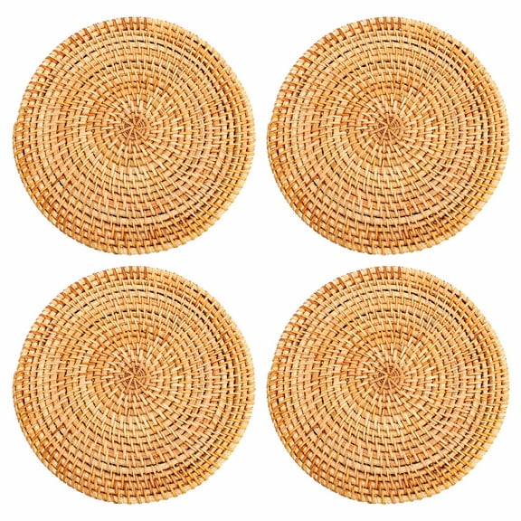 4 Pcs Rattan Trivets for Hot Dishes-Insulated Pads, Pot Holder Table,Heat Mats Kitchen