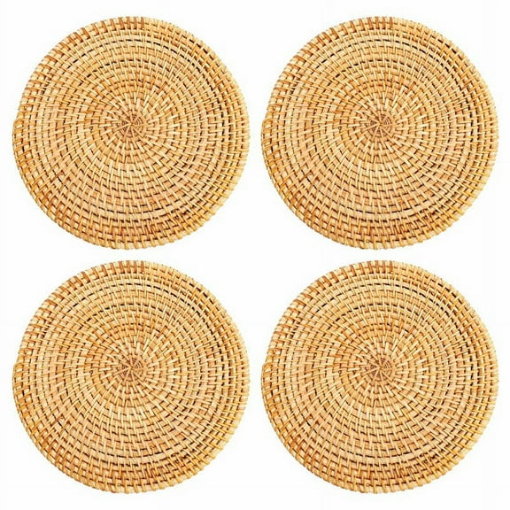 4 Pcs Rattan Trivets for Hot Dishes-Insulated Hot Pads, Pot Holder for Table,Heat Mats for Kitchen