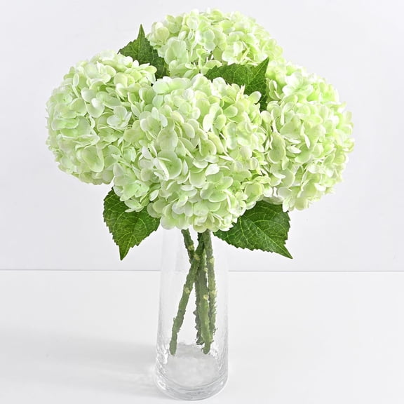 4 Pcs Real Hydrangea Artificial Flowers, 21" Green Full Faux Hydrangea Flowers Latex Flowers for Decor Party Arrangements Wedding Bouquets Centerpieces Decor