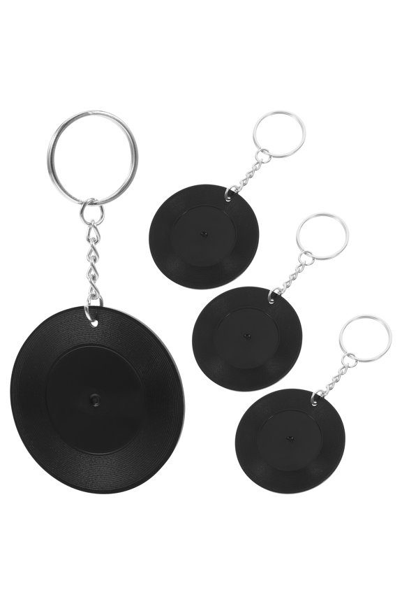 4 Pcs Record Coaster Keychain Purse Hanging Ornament Vinyl Ring Fob Mini Cell Phone Bookmarks