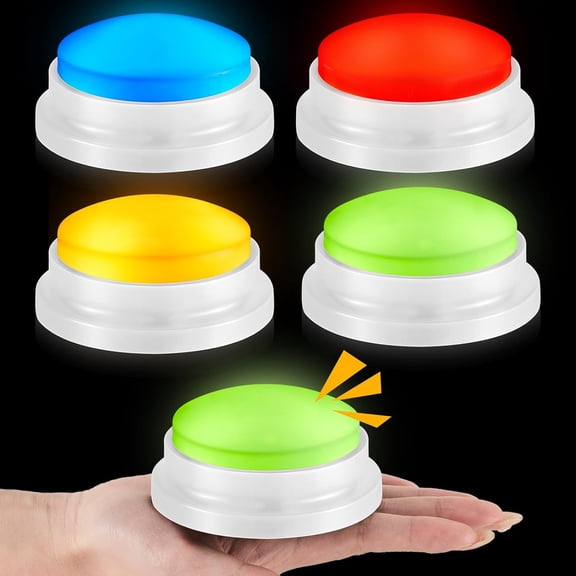 4 Pcs Recordable Light Up Buzzers Trivia Games Answer Sound Buttons Family Game Nights Vibrant White Base
