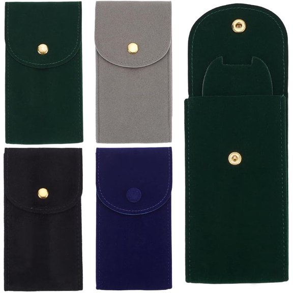 4 Pcs Rectangle Velvet Single Watch Storage Bag Portable Travel Wrist Watch Pouches Bag Case with Snap Button Organizer Protective Watch Box for Watches and Jewelry for DIY