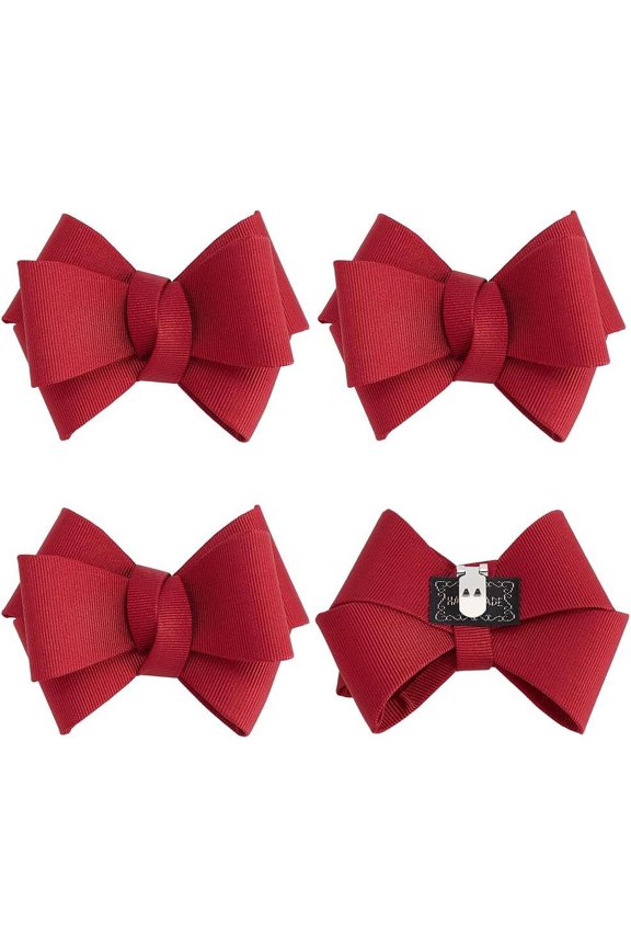 4 Pcs Red Bow Knot Shoe Clips Polyester Bow Butterfly Shoe Buckle Detachable Ribbon Bow Shoe Clips Wedding Bow Knot Shoe Decoration Charms