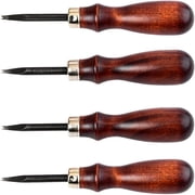 4 Pcs Red Handle Leather Edge Beveler Set, Steel Sharp Skiving Tool with Comfortable Grip Wooden Handle, Precision Edge Scraping for DIY Leather Craft, 5.7 x 1.0 x 1.0 in