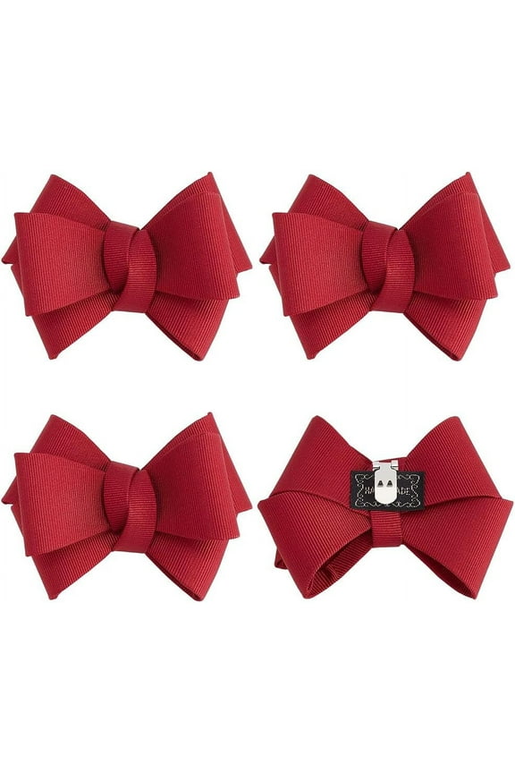 4 Pcs Red Knot Shoe Clips Polyester Butterfly Shoe Buckle Detachable Ribbon Shoe Clips Wedding Knot Shoe Decoration Charms for Women Party Heels Flats Pumps (3.1x2.5)