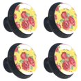 thumbnail image 1 of 4 Pcs Red Roses Yellow Knobs for Kitchen Cabinet Cupboard Dresser Bookcase Drawer Pulls Handles Round Home Decor, 1 of 7