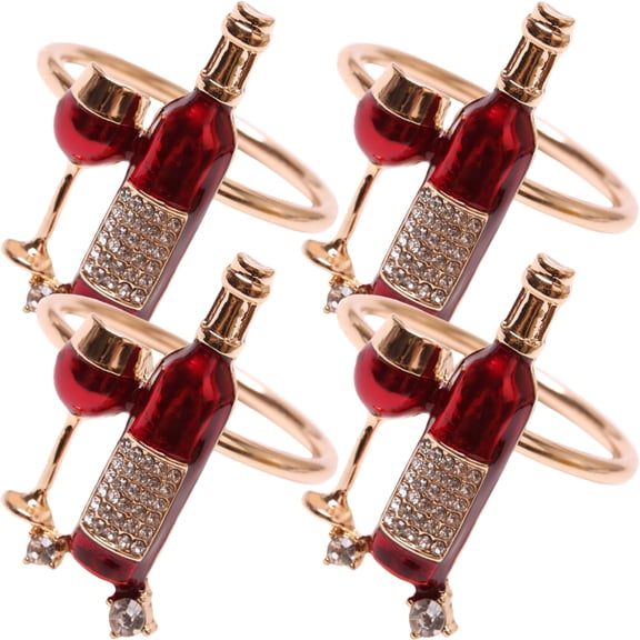 Elegant Napkin Rings Set of 4 in Red Zinc Alloy for Decorative Table Settings and Parties