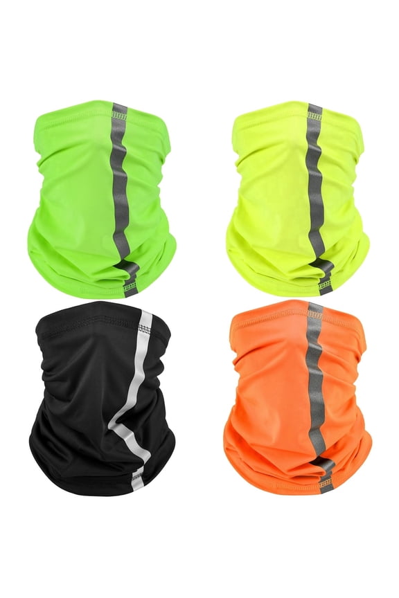 4 Pcs Reflective Neck Gaiter for Men, UV Sun Protection Balaclava Face Mask, Hi Vis Neon Bandana for Cycling Work Outdoor