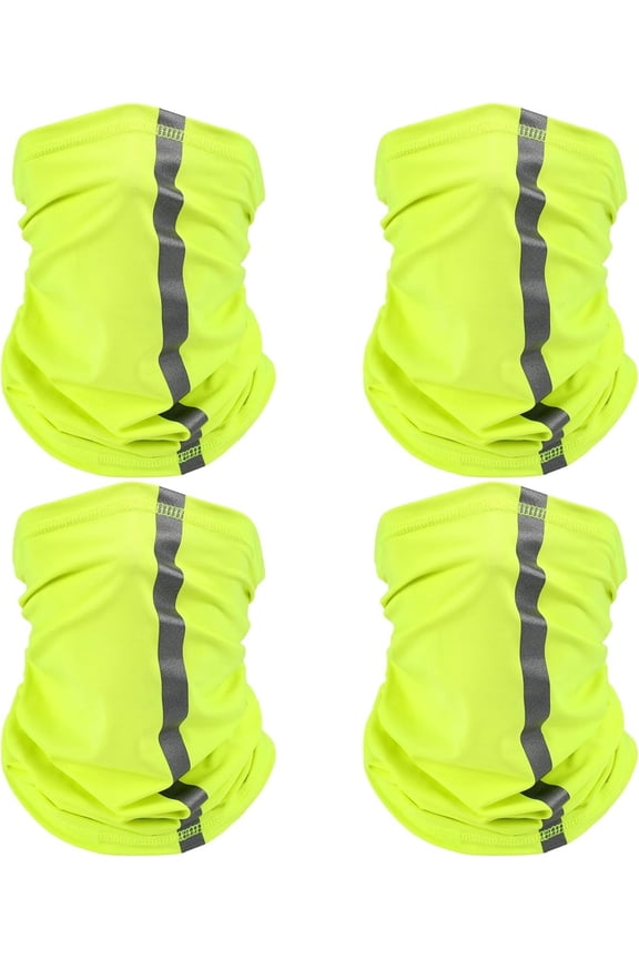 4 Pcs Reflective Neck Gaiter for Men Women - UV Sun Protection Neon Balaclava Hi Vis Bandana, Breathable Face Mask Cover for Cycling Running Work