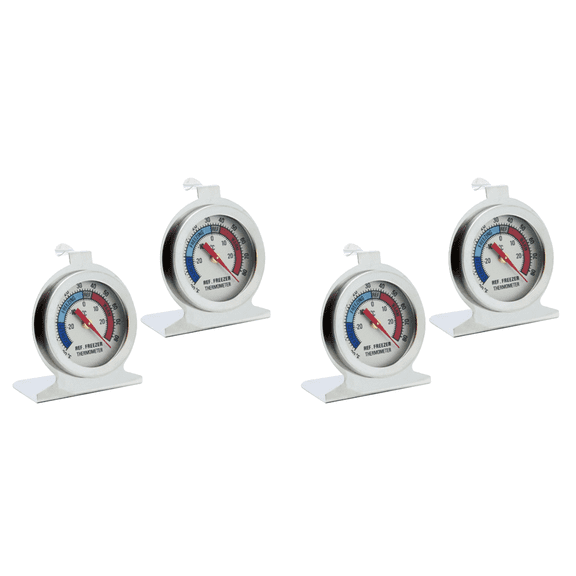 4 Pcs Refrigerator Thermometer 20-20/-20-80 Fridge Analog Thermometer Large Dial with Red Indicator Thermometer,4 x Refrigerator Thermometer,As Shown