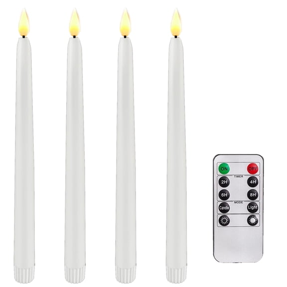 4 Pcs Remote Flameless Candlesticks,Timer Battery Operated LED Taper Candles for ,Wedding Decoration White