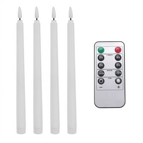 4 Pcs Remote Flameless Candlesticks,Timer Battery Operated LED Taper Candles for Halloween,Wedding Decoration White