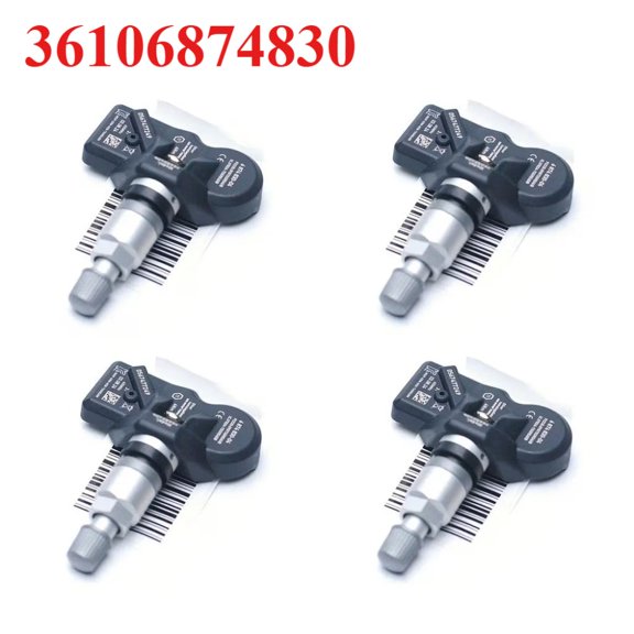 4 Pcs Replacement 433MHz TPMS Sensor for BMW 5/6/7 Series, X1/X3/X4, Z4, and Mini. Part Numbers: 36106874830, 36106890964.