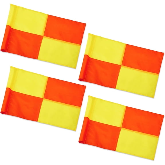 4 Pcs Replacement Soccer Corner Flags Referee Flags Portable Big Square Playing Field Corner Banner for Soccer Football Track Volleyball Training Match Accessories (Red, Yellow)