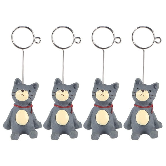 Supvox Grey Cat Resin Display Board Photo Clips for Party Desktop Ornament 4Pcs