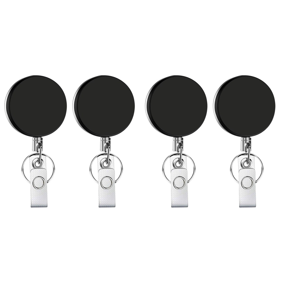 4 Pcs Retractable Keychain ID Cards Holder Reel Business Badge Reels