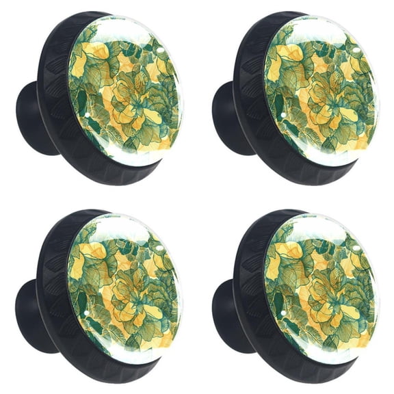 4 Pcs Retro Blooming Roses Knobs for Kitchen Cabinet Cupboard Dresser Bookcase Drawer Pulls Handles Round Home Decor