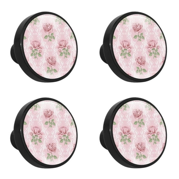 4 Pcs Retro Roses Knobs for Kitchen Cabinet Cupboard Dresser Bookcase Drawer Pulls Handles Round Home Decor