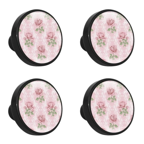 4 Pcs Retro Roses Knobs for Kitchen Cabinet Cupboard Dresser Bookcase Drawer Pulls Handles Round Home Decor