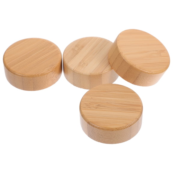 4 Pcs Reusable Lids for Bottles Bamboo Jar Canning Paprika Powder Round Anti-leak Covers Kitchen Protectors