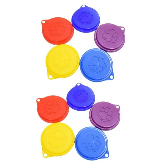 4 Pcs Reusable Pet Dog Can Tin Food Covers with Print Fresh Cans Plastic Lid Caps-Random Color