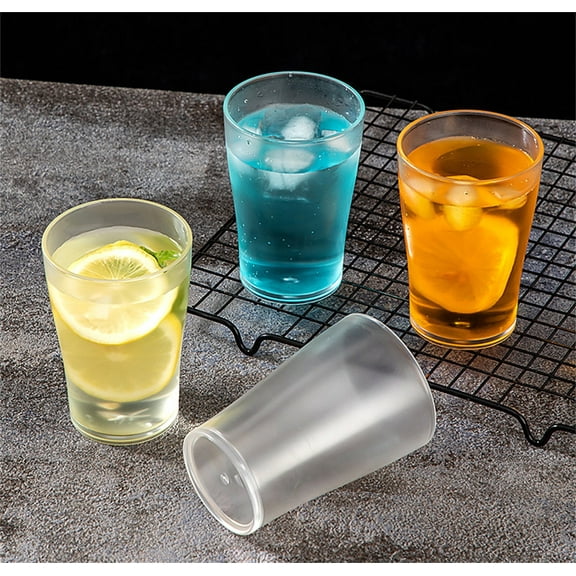 4 Pcs Reusable Plastic Glasses,Bexikou 280ml/9oz Plastic Clear Cups, Unbreakable Glass Tumblers, Stackable Tumbler Cups, Plastic Drinking Glasses for Camping, Home Party, Outdoor Picnic