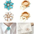 thumbnail image 1 of 4 Pcs Rhinestone Buttons Cover 1.1inch Sleeve Flower Buttons Cover Detachable Shirt Button Clips for Dress Suit Tux Shirt Accessories Dark Turquoise Alloy, 1 of 7