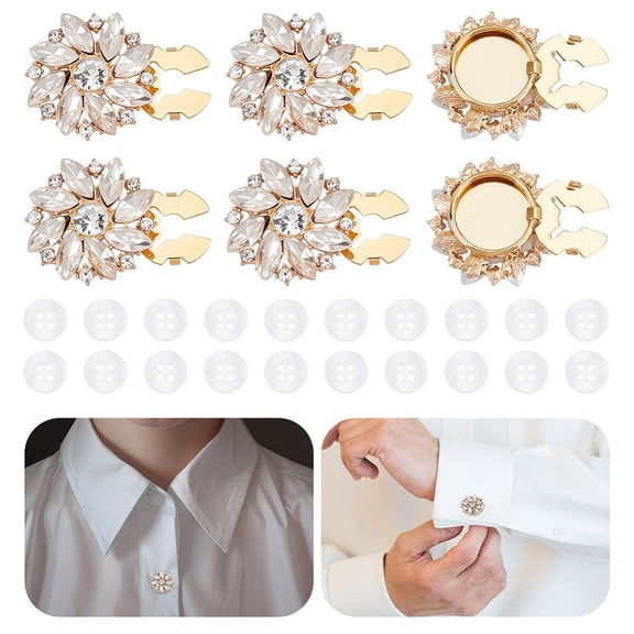 4 Pcs Rhinestone Buttons Covers 20 Pcs 11mm 4 Holes Sewing Buttons Flower Decorative Button Clips
