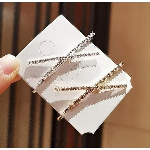 4 Pcs Rhinestone Hair Clips X Shaped Hair Pin Metal Hair Clips Women Hairpin Rhinestone Hair Accessories